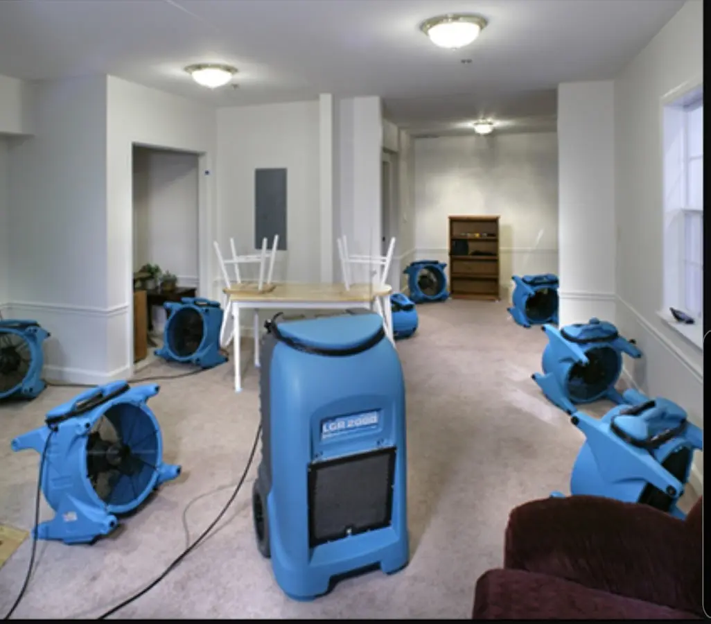 Air movers and dehumidifier setup for Water Extraction & Removal in Haledon